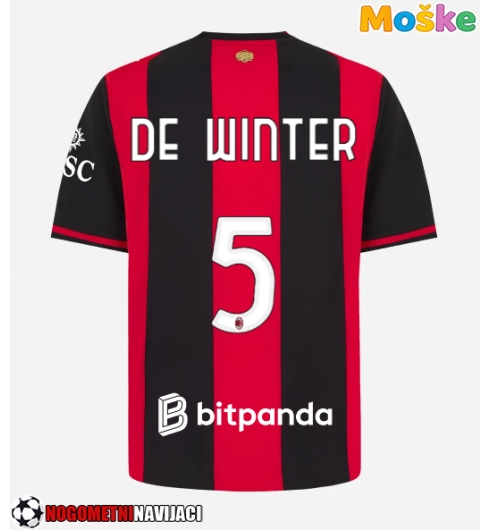 Moške Nogometnih dresov AC Milan Koni De Winter #5 Domači 2026-27 Kratki rokavi Moške Nogometnih dresov AC Milan Koni De Winter #5 Domači 2026-27 Kratki rokavi